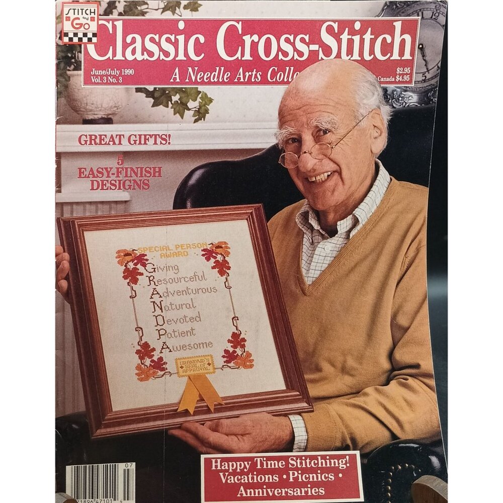 Vintage Classic Cross-Stitch Magazine June/July 1990 Vol. 3 No. 3 Needle Arts
